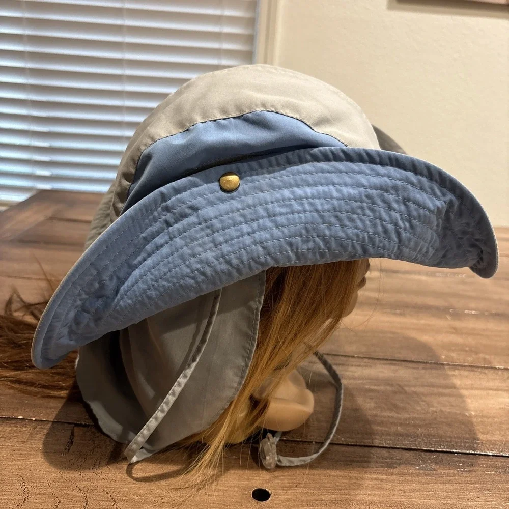 MAGELLAN Floatable Blue/GrayFishing Boonie Hat w/Chin Strap And Sun Shield